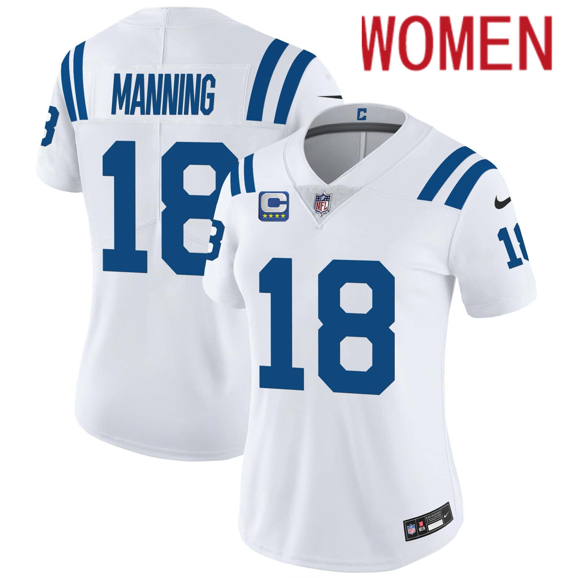 Women Indianapolis Colts #18 Manning White 2024 Nike Vapor Limited NFL Jersey